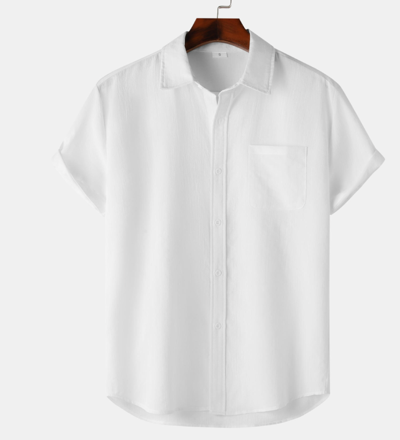 Summer Solid Color Short Sleeved Button up Men's Shirt Men's Clothing