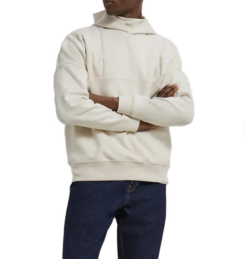 Streetwear Cotton Fleece Hoodie Men Casual Ovesize No Pockets Plain Hoodies No String