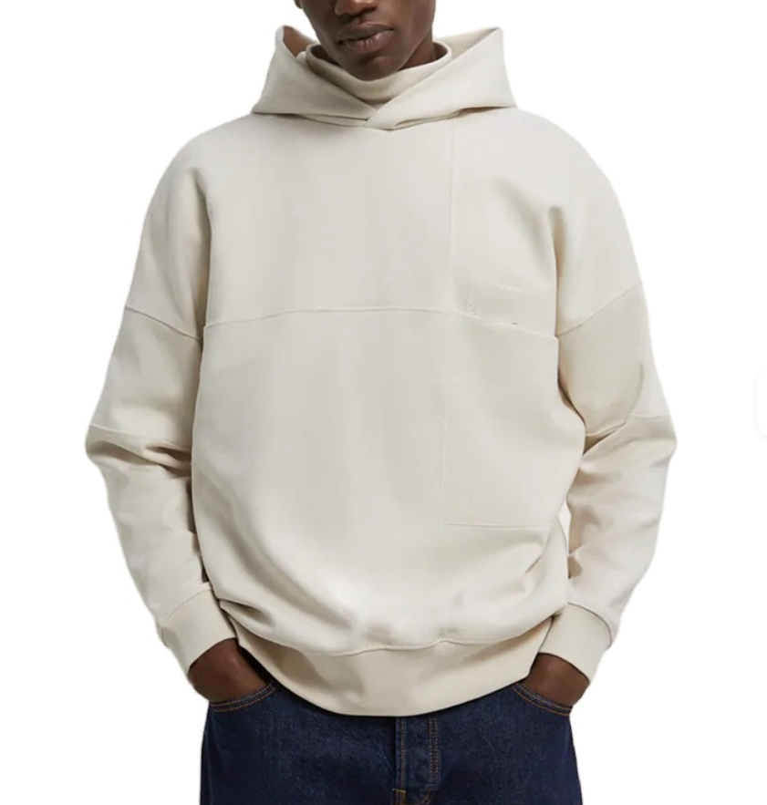 Streetwear Cotton Fleece Hoodie Men Casual Ovesize No Pockets Plain Hoodies No String